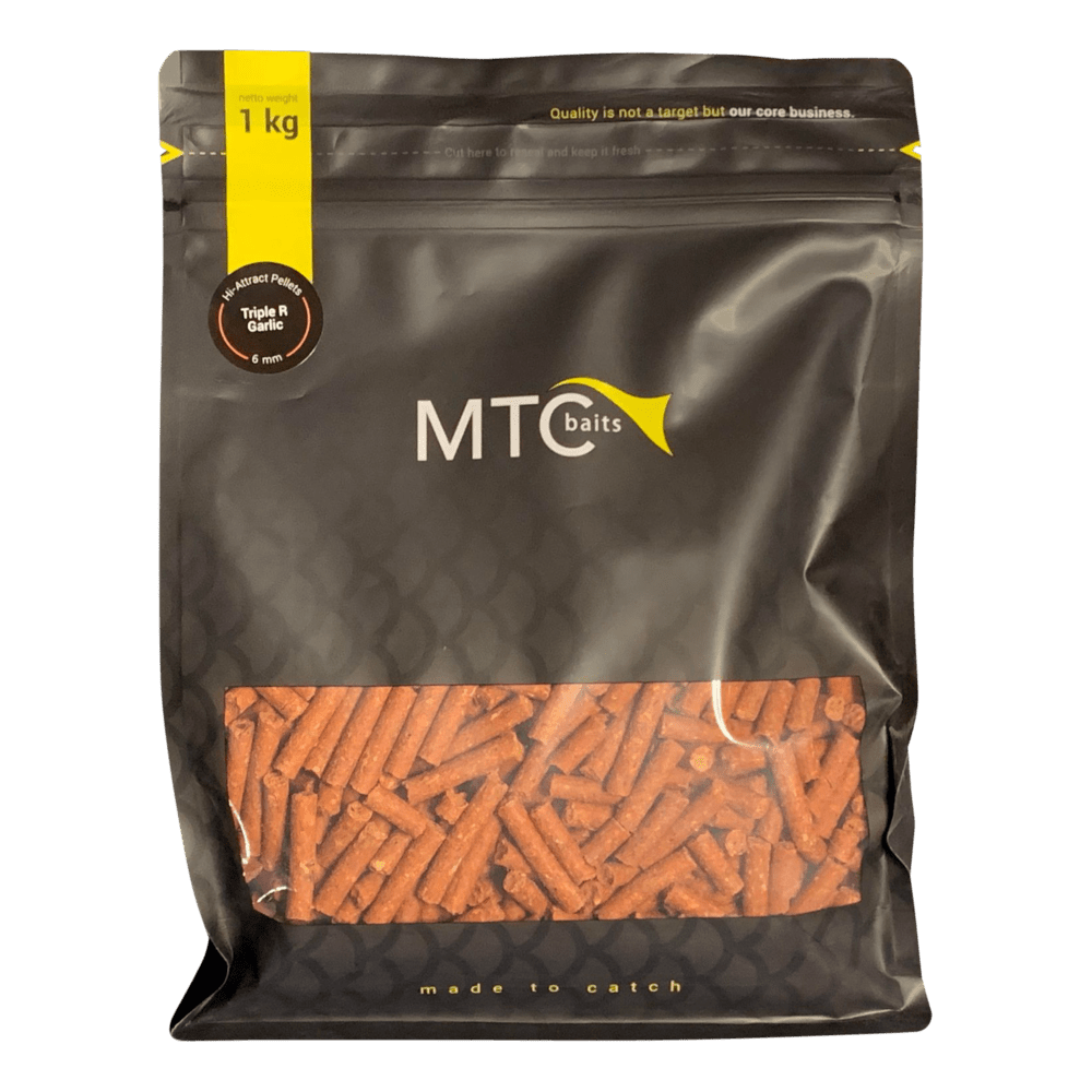 MTC Triple R Garlic - Pellets - Hi - Attract - 6mm - 1KG - dé KarperCentrale MTC Triple R Garlic - Pellets - Hi - Attract - 6mm - 1KG - dé KarperCentrale