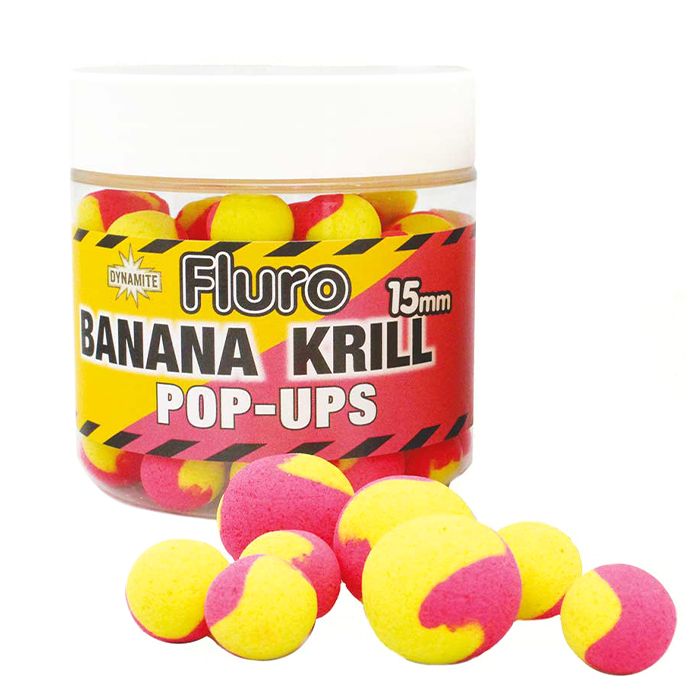 Dynamite Baits Fluro Two Tone Pop - Ups - 15mm - Krill & Banana - KarperCentrale