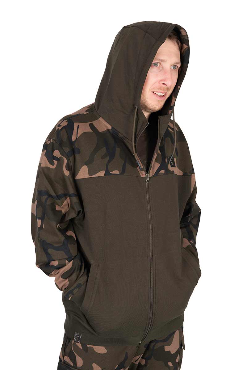 Fox LW Khaki Camo Split Zip Hoody - dé KarperCentrale